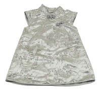Stříbrné květované slavnostní šaty H&M