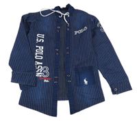 Tmavomodré pruhované lehké sako s výšivkami - U.S. POLO ASSN