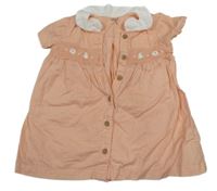 Meruňkové propínací šaty s výšivkami a límečkem M&S