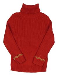 Červený žebrovaný svetrový rolák Primark