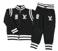 2 set - černo-bílá propínací mikina s nášivkami + tepláky - NBA