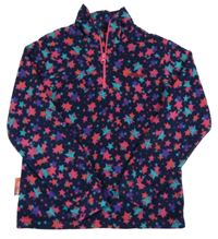 Tmavomodro-růžovo-zelená fleecová funkční mikina s hvězdami a logem Mountain Warehouse