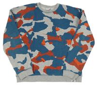 Modro-šedo-červená army mikina 