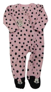 Růžovo-černý puntíkatý fleecový overal s Minnie George