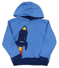 Modrá mikina s kapucí a raketou Lupilu