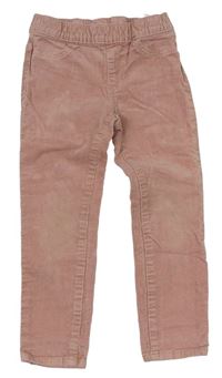 Starorůžové manšestrové elastické kalhoty H&M