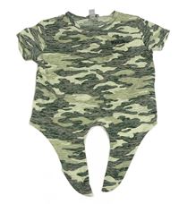 Zelené melírované army tričko s vázáním Primark