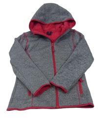 Tmavomodro-růžová melírovaná zateplená pletená propínací bunda s kapucí Kiki&Koko