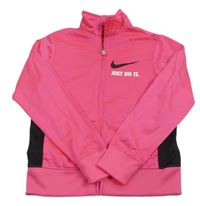 Neonově-růžovo-černá propínací sportovní mikina s logem Nike