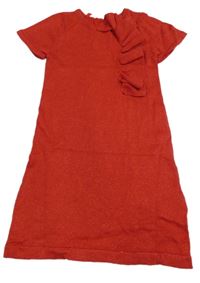 Červené třpytivé pletené šaty s volánkem H&M