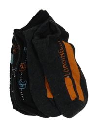 Nové - 4set - 4x Černo-šedo-modro-oranžové vzorované kotníkové ponožky Ergee 23 - 26