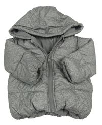 Šedá melírovaná šusťáková zimní bunda s kapucí Tu