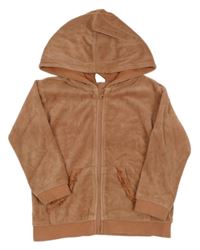 Světlehnědá sametová propínací mikina s kapucí H&M
