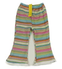 Nové - Barevné pruhované flare úpletové legíny Shein