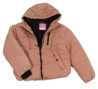 Starorůžová šusťáková zimní crop bunda s kapucí George