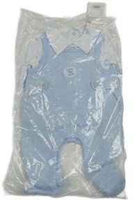 Nové - 2set - Světlemodré dupačky s nápisem + bílo-modré polo triko s hvězdami 