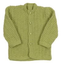 Světlezelený žebrovaný propínací svetr 