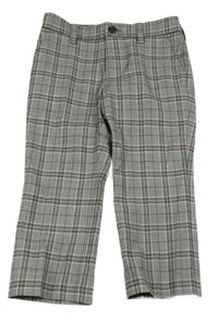 Hnědo-bílo-černé kostkované chino kalhoty Next