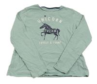 Světlezelené triko s jednorožcem Vertbaudet