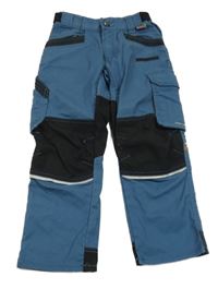 Modro-černé pracovní kalhoty s kapsami