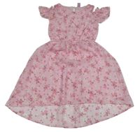 Světlerůžové šifonové květované šaty Dopodopo