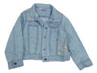 Světlemodrá lehká košilová bunda s květy 