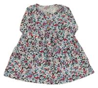 Bílo-zeleno-vínovo-modré květované šaty 