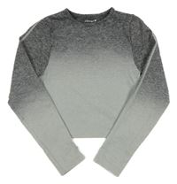 Šedé melírované ombré sportovní crop triko Jeff&CO