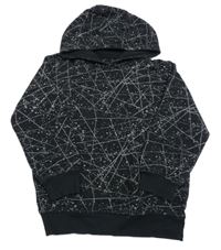 Černo-bílá vzorovaná mikina s kapucí Urban