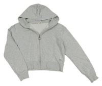 Světlešedá propínací crop mikina s kapucí H&M