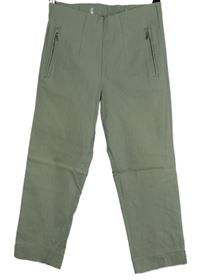 Dámské khaki elastické capri kalhoty 