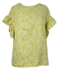 Dámská žluto-zeleno-oranžová květovaná halenka TU 