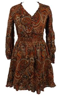 Nové - Dámské cihlovo-černé vzorované šaty Apricot 