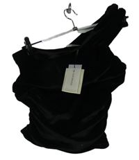 Nové - Dámský černý sametový crop asymetrický top Kaiia