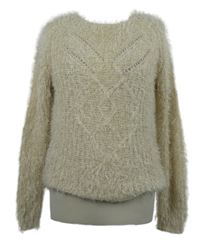 Dámský smetanový chlupatý ažurový svetr M&S