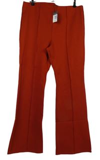 Nové - Dámské cihlově červené zvonové kalhoty Primark 