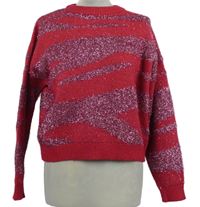 Dámský tmavorůžovo-fialový vzorovaný crop svetr Primark 