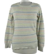 Dámský šedo-barevný pruhovaný svetr 