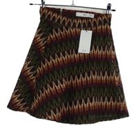 Nové - Dámská vínovo-khaki-béžová vzorovaná krajková sukně MNG 