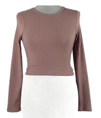 Dámské starorůžové žebrované crop triko Primark 