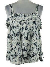 Dámský bílo-tmavomodrý vzorovaný volný top George 