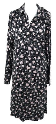 Dámská černo-růžová srdíčkovaná noční košile 