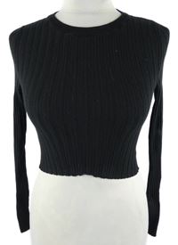 Dámské černé žebrované crop triko Bershka 