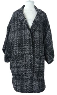 Dámský černo-šedý vzorovaný pletený kabát 