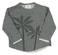 Černo-bílý melírovaný svetr s palmami Zara