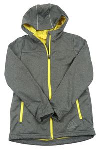 Šedo-žlutá softshellová bunda s kapucí Crivit