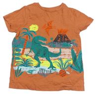 Oranžové tričko s dinosaury zn. M&S