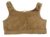 Hnědý chlupatý crop top Shein