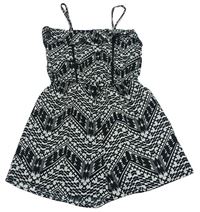 Černo-bílý vzorovaný kraťasový overal Primark