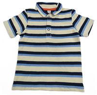 Modro-béžové pruhované polo tričko Tu